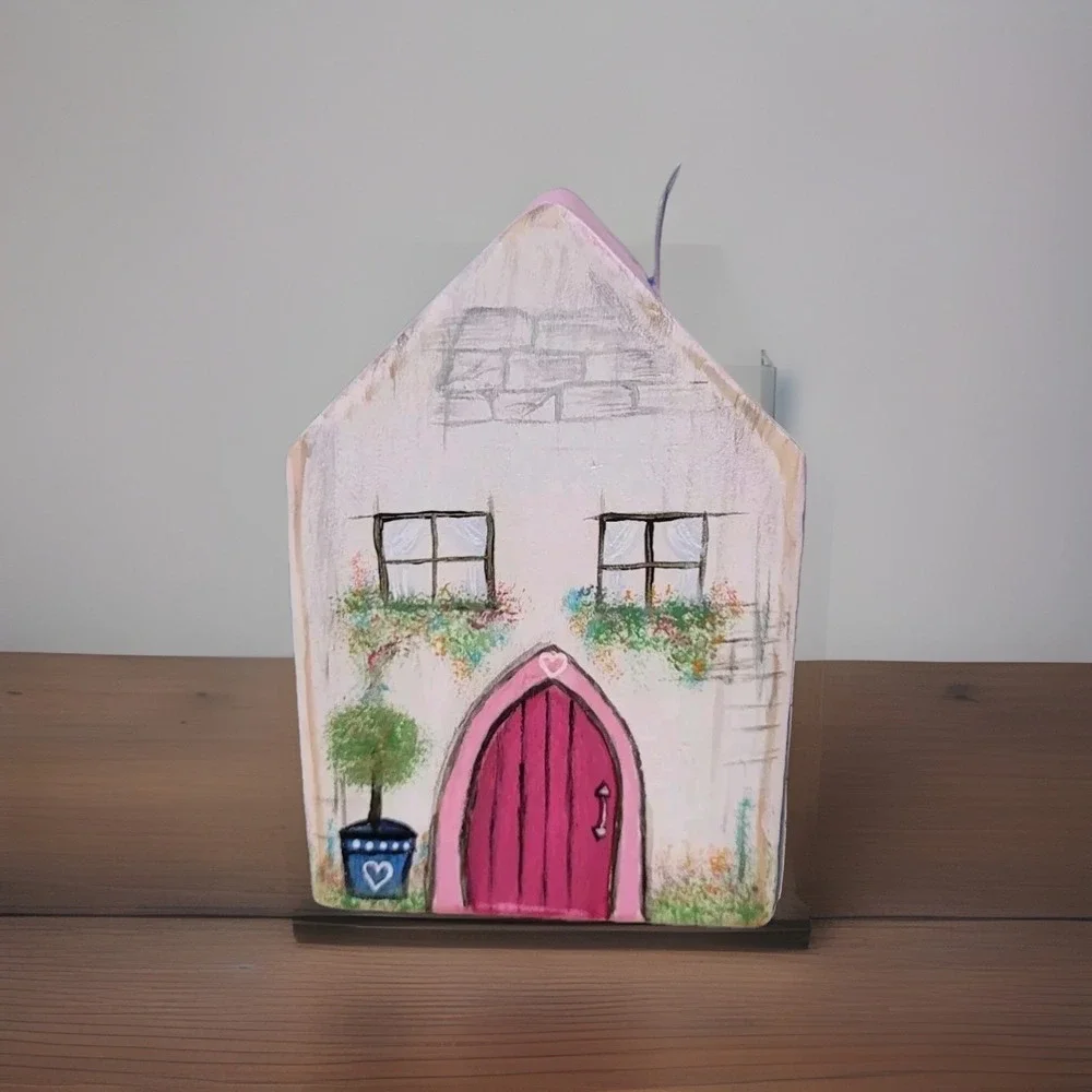 Hand Painted Wooden Wall Art Signed Rustic Cottagecore Farmhouse Decor Original